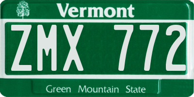 VT license plate ZMX772