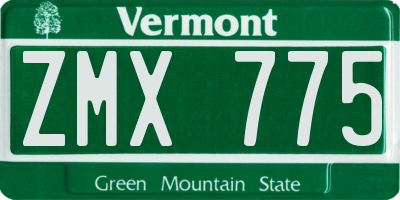 VT license plate ZMX775