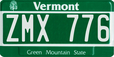 VT license plate ZMX776