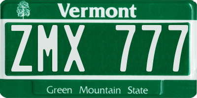 VT license plate ZMX777