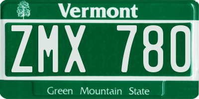 VT license plate ZMX780