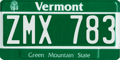 VT license plate ZMX783