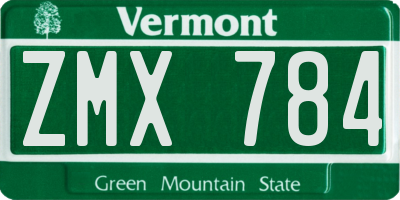 VT license plate ZMX784