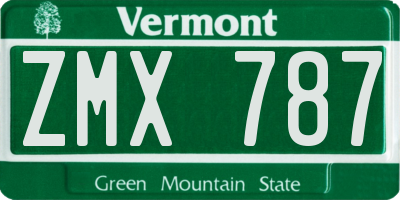 VT license plate ZMX787