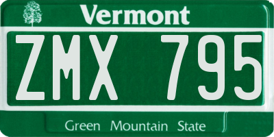 VT license plate ZMX795