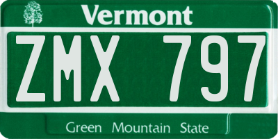 VT license plate ZMX797