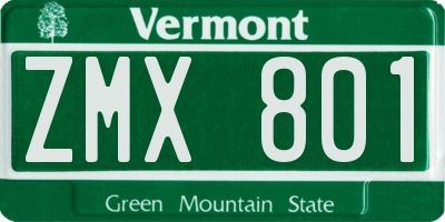 VT license plate ZMX801