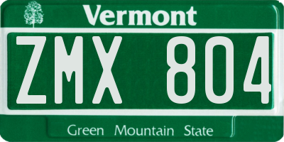 VT license plate ZMX804
