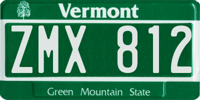 VT license plate ZMX812