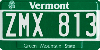 VT license plate ZMX813