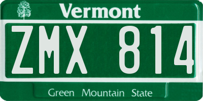VT license plate ZMX814