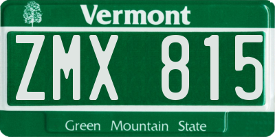VT license plate ZMX815