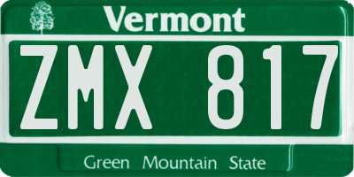 VT license plate ZMX817