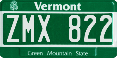 VT license plate ZMX822
