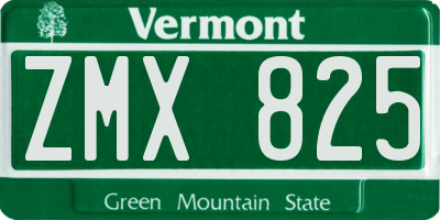 VT license plate ZMX825