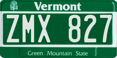 VT license plate ZMX827