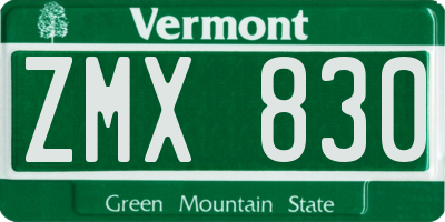VT license plate ZMX830