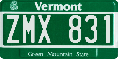 VT license plate ZMX831