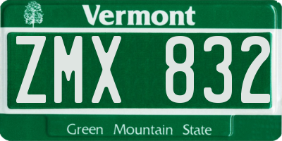 VT license plate ZMX832