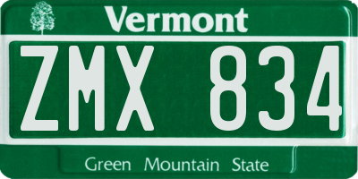VT license plate ZMX834