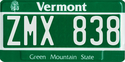 VT license plate ZMX838