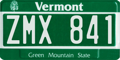 VT license plate ZMX841
