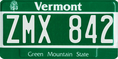 VT license plate ZMX842