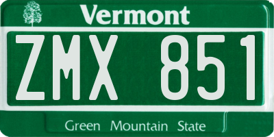 VT license plate ZMX851