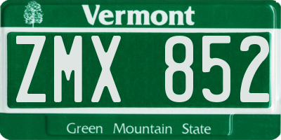 VT license plate ZMX852