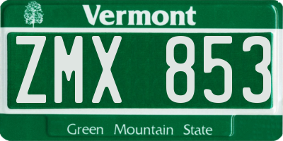 VT license plate ZMX853