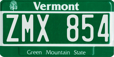 VT license plate ZMX854
