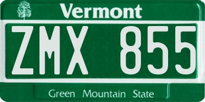 VT license plate ZMX855
