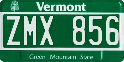 VT license plate ZMX856