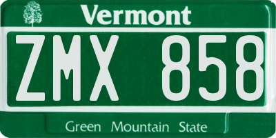 VT license plate ZMX858
