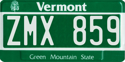 VT license plate ZMX859