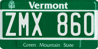 VT license plate ZMX860