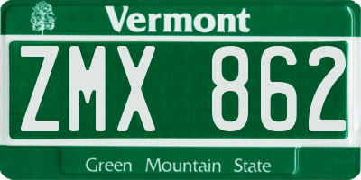 VT license plate ZMX862