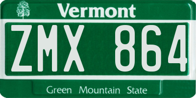 VT license plate ZMX864