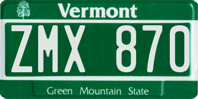 VT license plate ZMX870