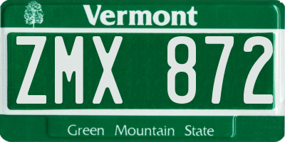 VT license plate ZMX872
