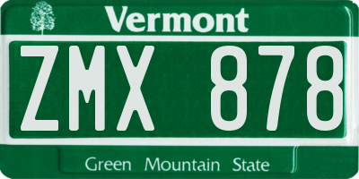VT license plate ZMX878