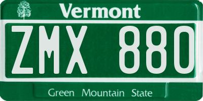VT license plate ZMX880
