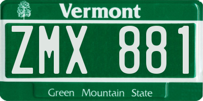 VT license plate ZMX881