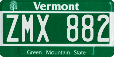 VT license plate ZMX882