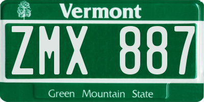 VT license plate ZMX887