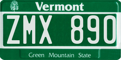 VT license plate ZMX890