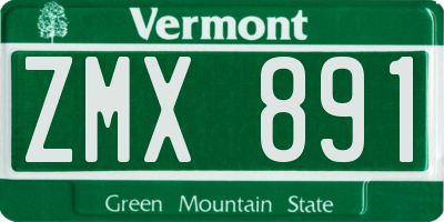 VT license plate ZMX891
