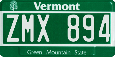 VT license plate ZMX894