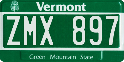 VT license plate ZMX897