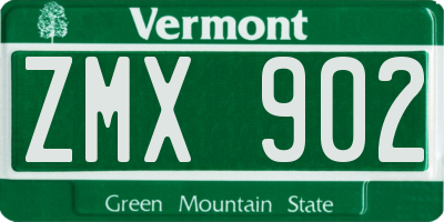 VT license plate ZMX902